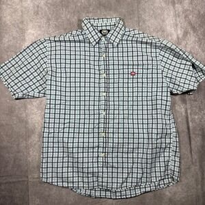 Ecko Unltd Plaid Short Sleeve Shirt Mens XL Blue White Rhino Skater Streetwear